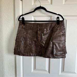 Faux Leather Cargo Mini Skirt